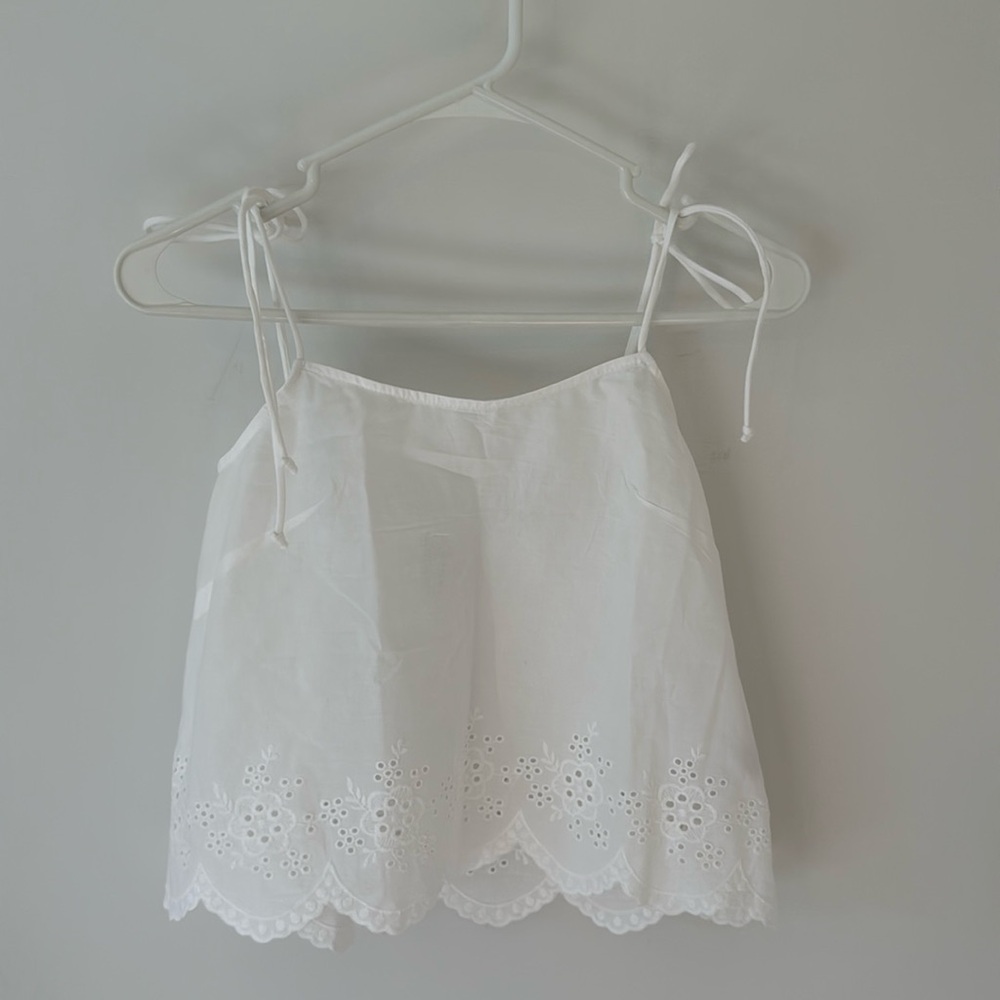 Eyelet Tie Strap Tank Top